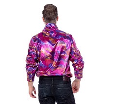 Disco Party Hemd Gr.52/54 Pailletten-Lila