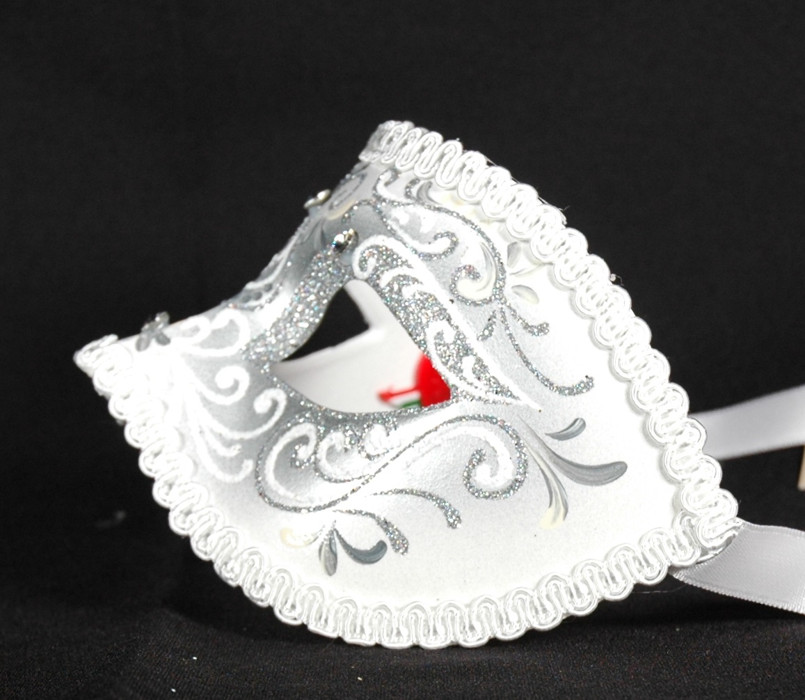 Venezianische Maske Columbine "Ice"  weiß-silber