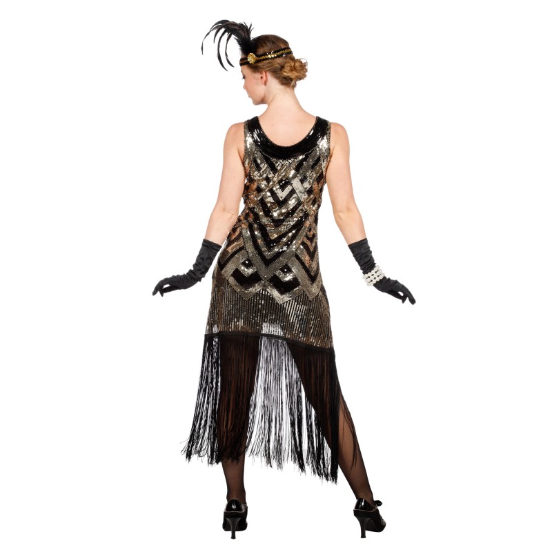 Charleston Kleid gold-schwarz Gr. 38  S/M