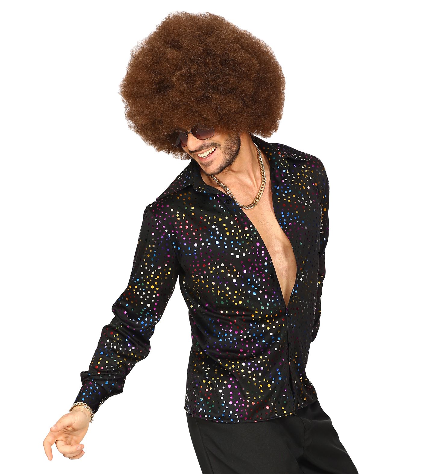 Disco Shirt  L/XL schwarz-glitter
