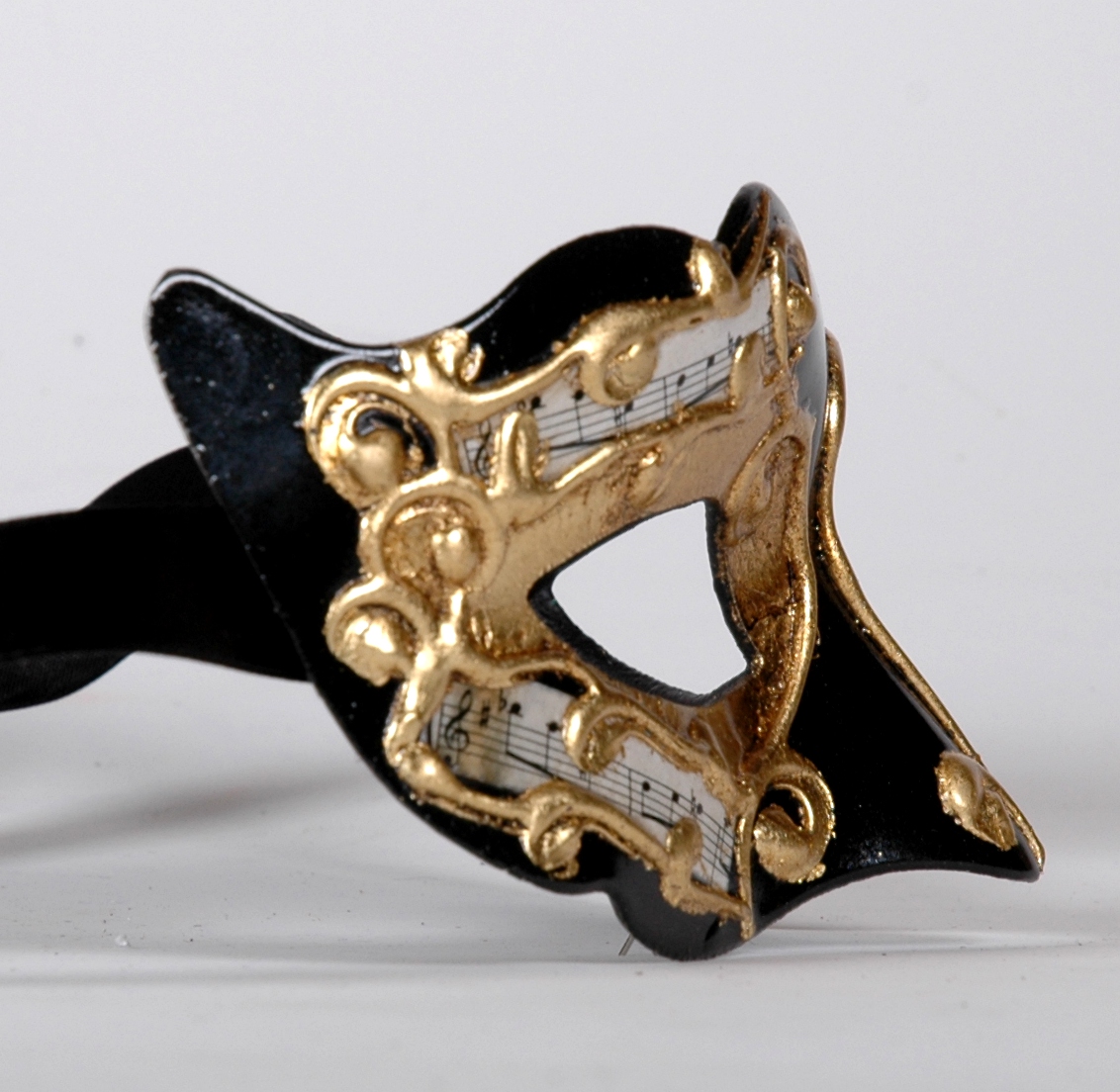 Venezianische Maske Columbine Baby Musica schwarz-gold