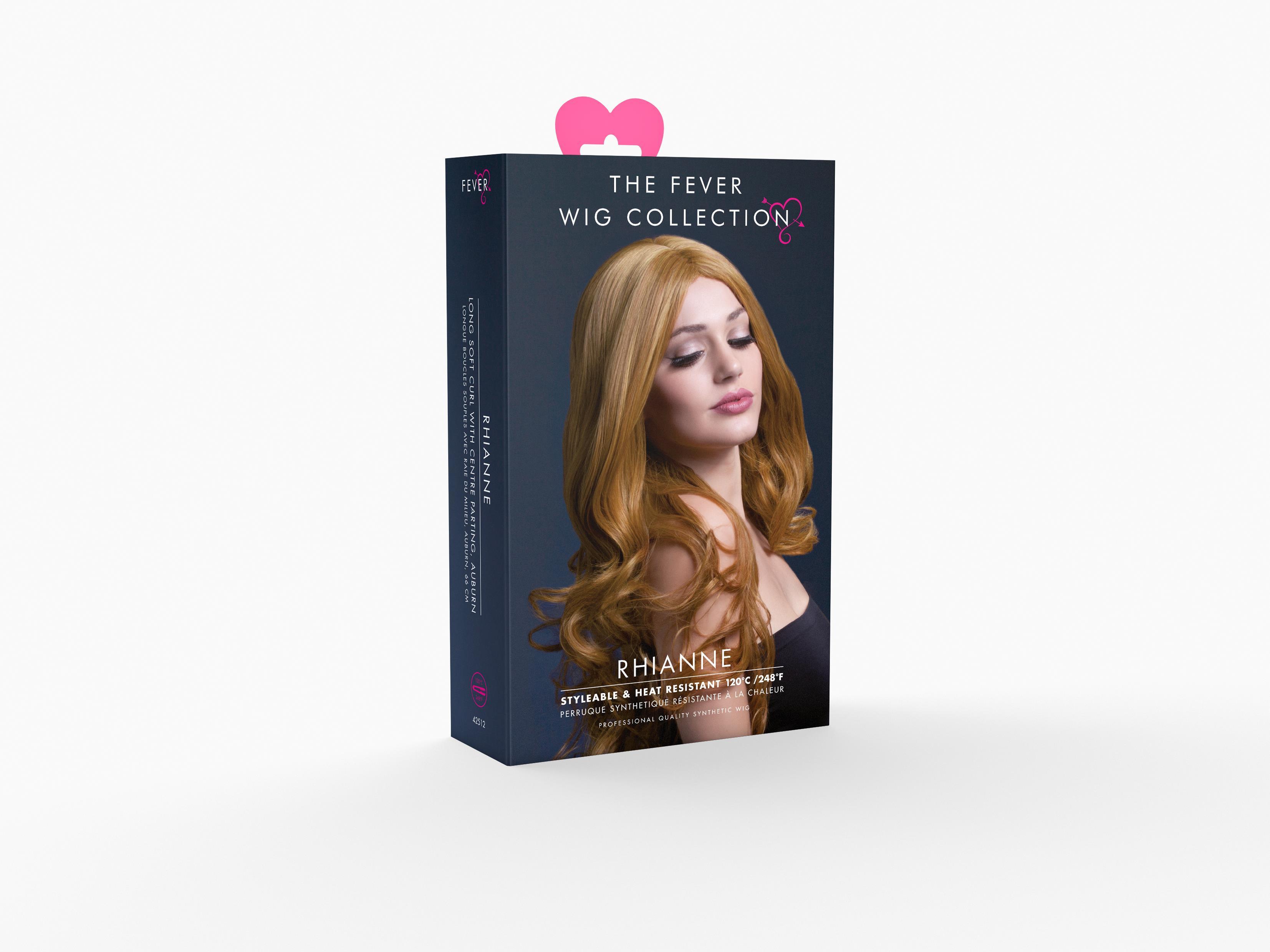 Rhianne langgelockte Perücke auburn-farben Premium Qualität