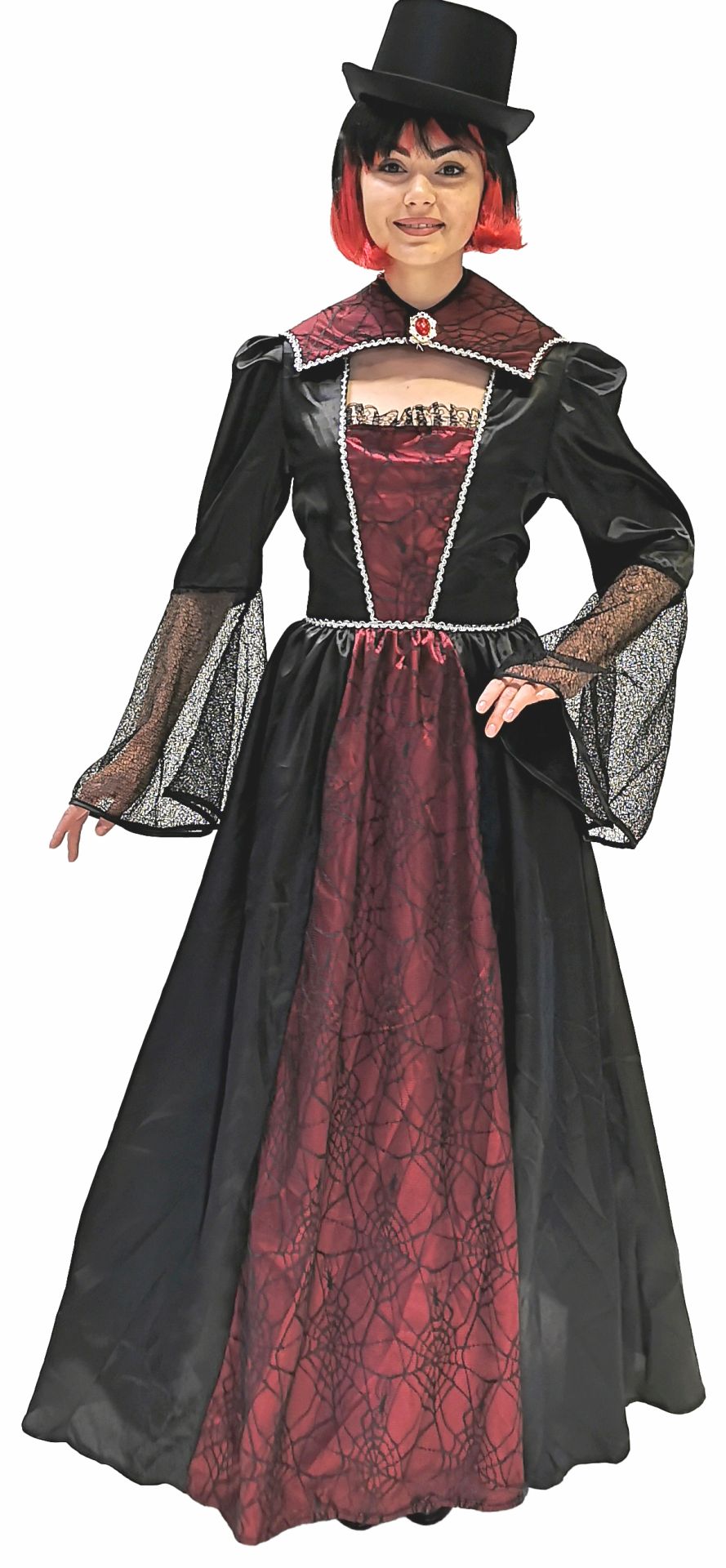 Vampir Baronin Kleid mit Kragen LARGE
