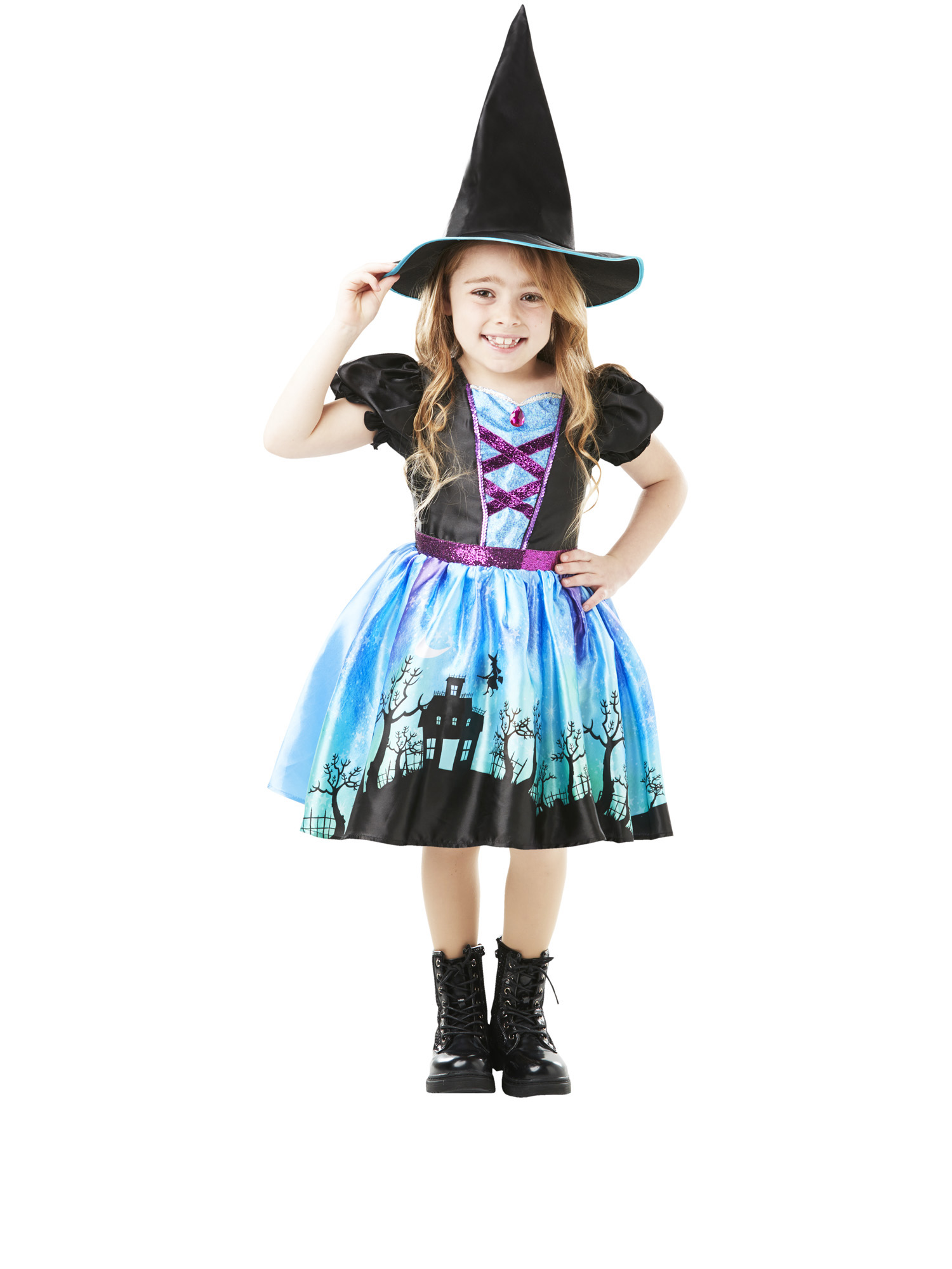 Moonlight Witch Gr.104  3-4 J Hexenkleid schw.-blau