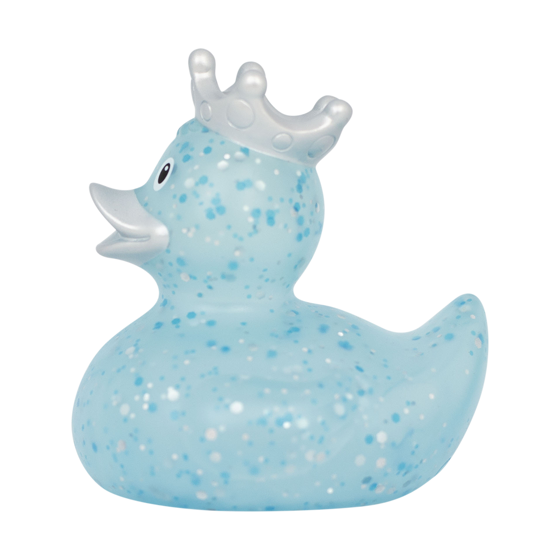 Blaue Glitzer Badeente mit Krone ca. 8,5cm