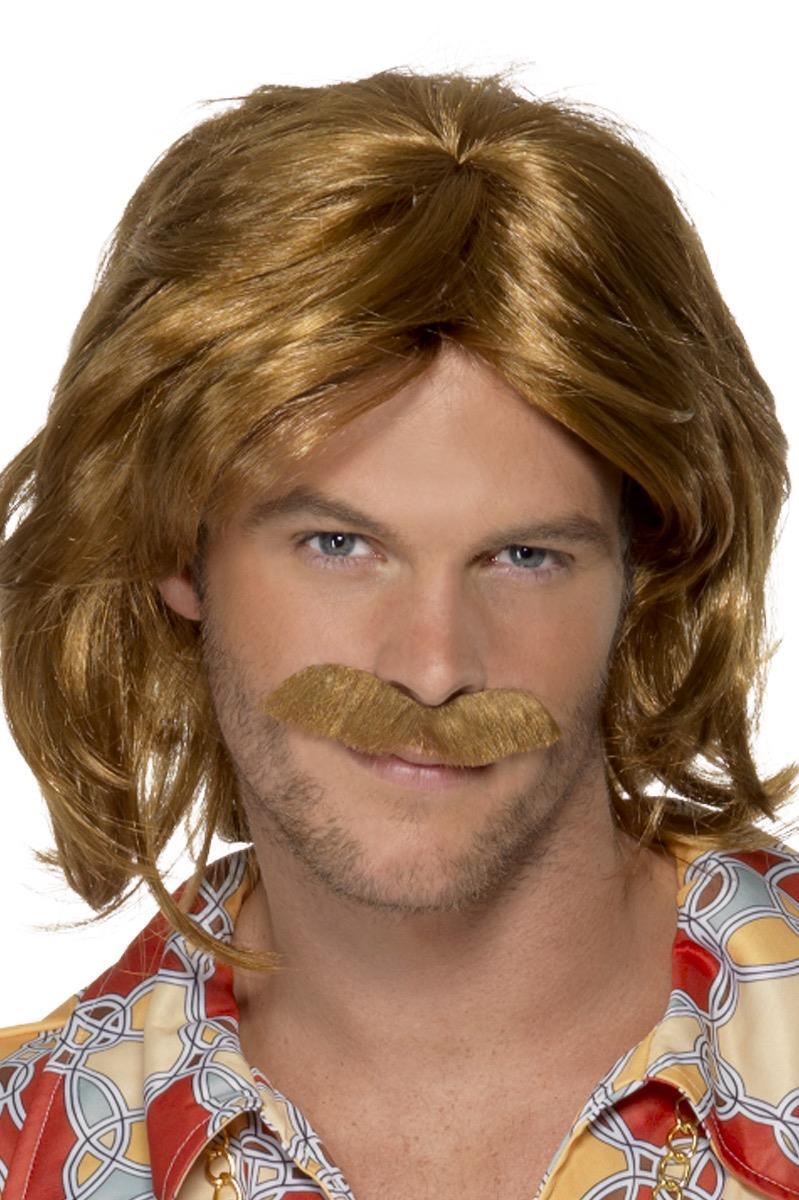 Herrenperücke Super Trouper mit Bart rot-braun