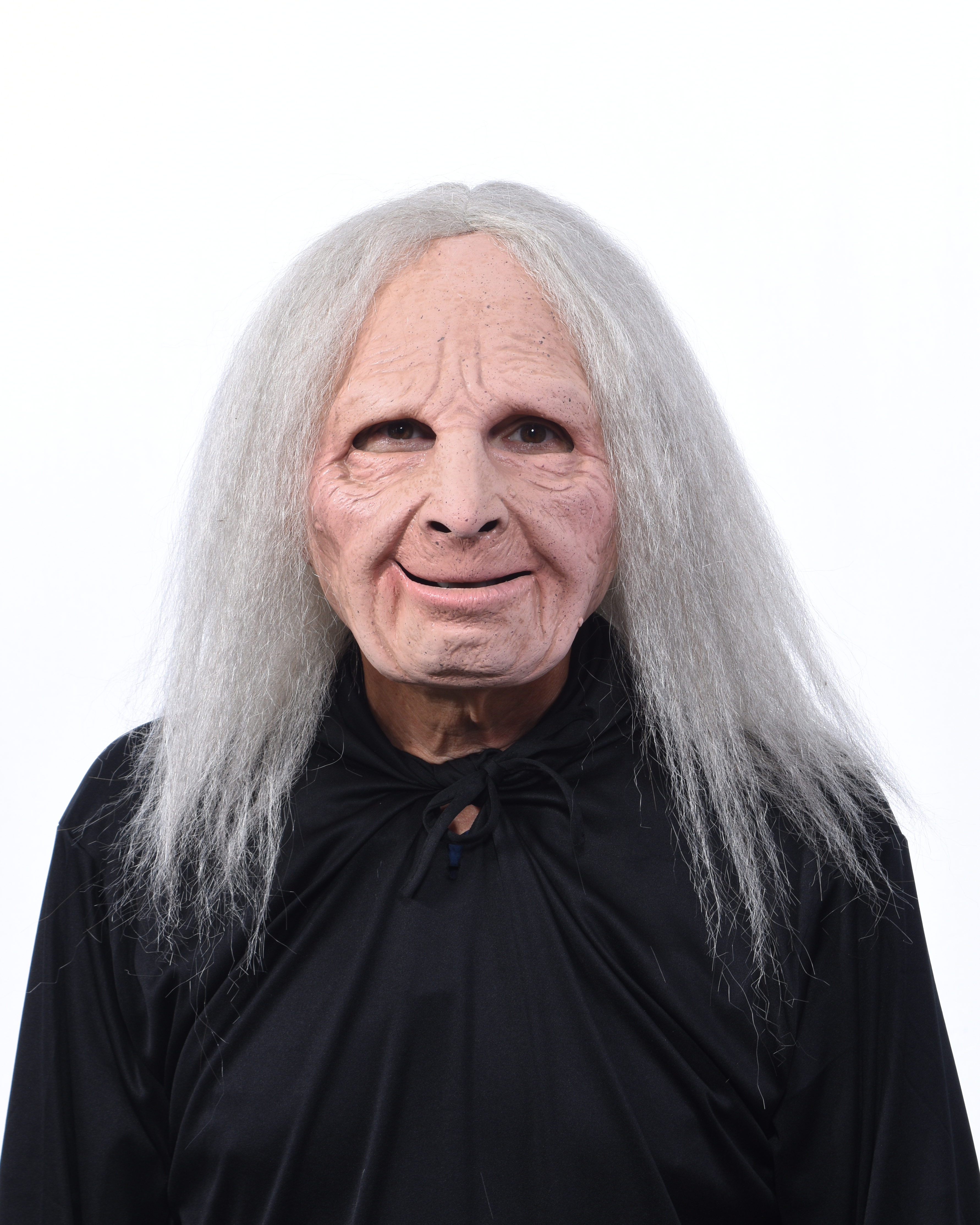 Tante Florence  Latex Maske mit langen grauen Haaren