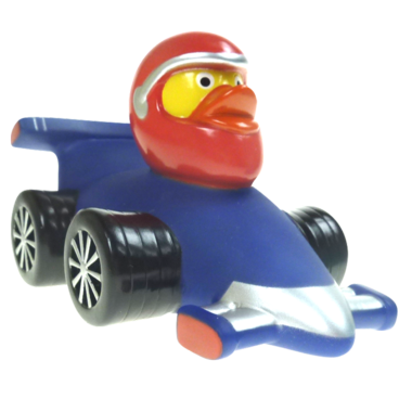 Blaue Rennfahrer Badeente  8cm