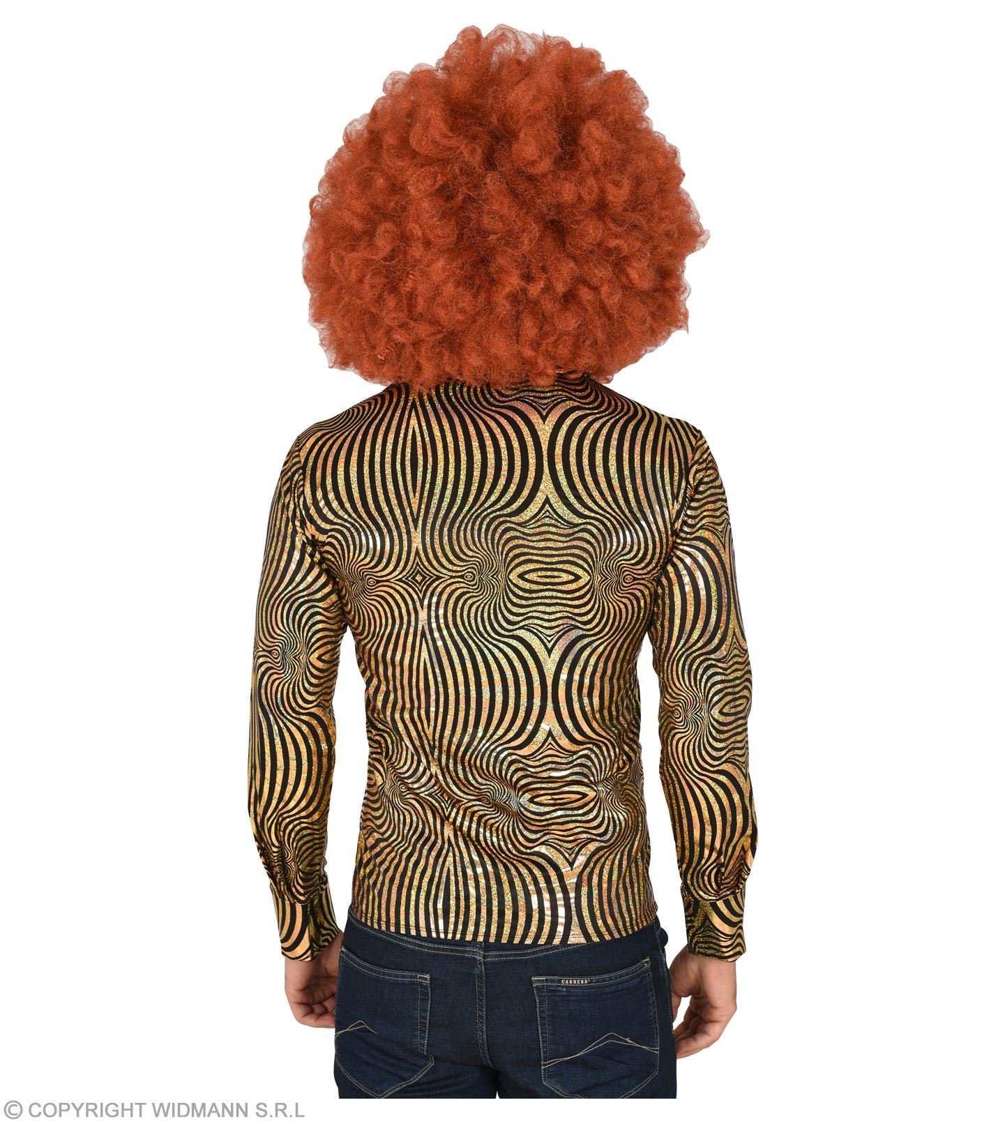 70er Disco Shirt  S/M gold-schwarz