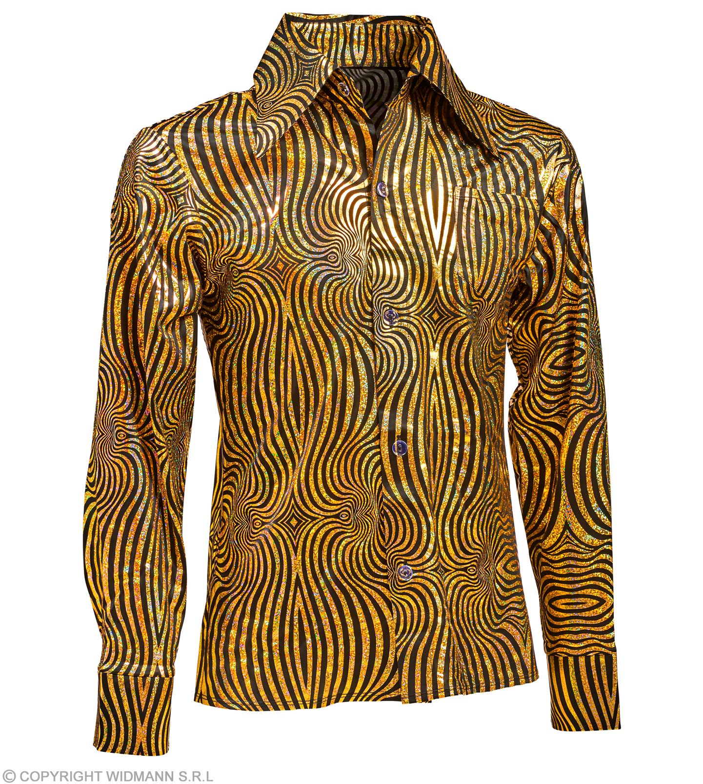 70er Disco Shirt  XXL  gold-schwarz