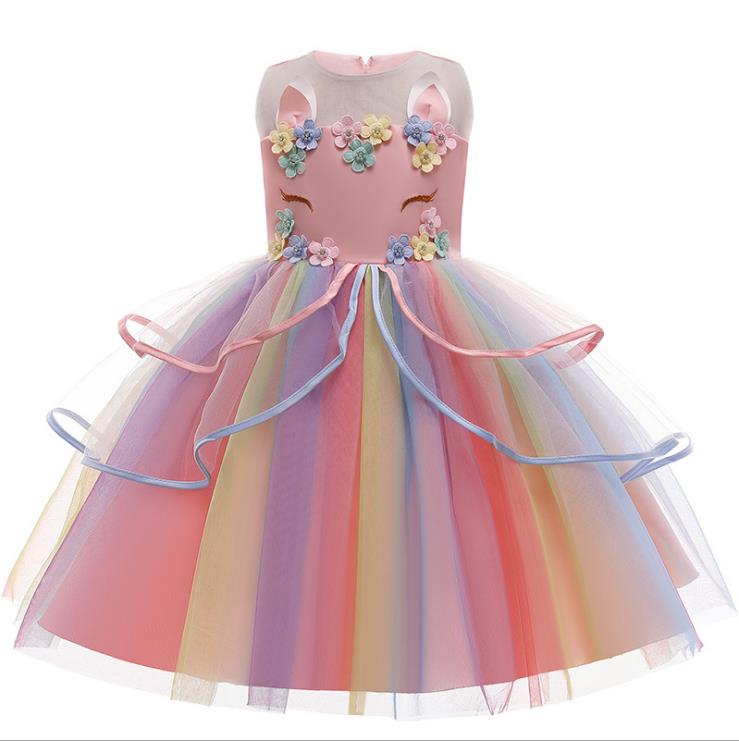 Regenbogen Prinzessin Kleid Gr. 104