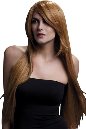 Ambre Perücke auburn lange glattes Haar Premium Qualität