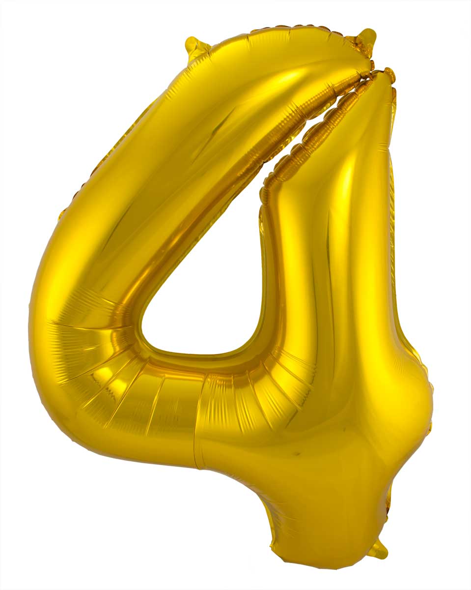 Zahlenballon "4" gold 86cm Folie