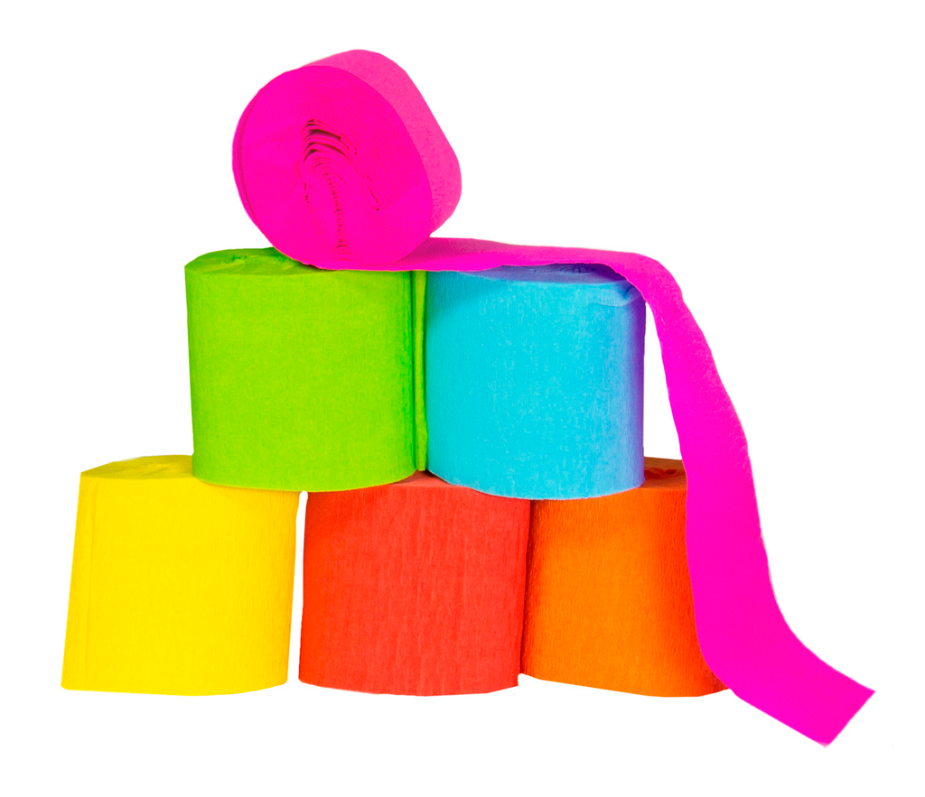 Packung 6 x 10m Kreppbänder sort. Farben