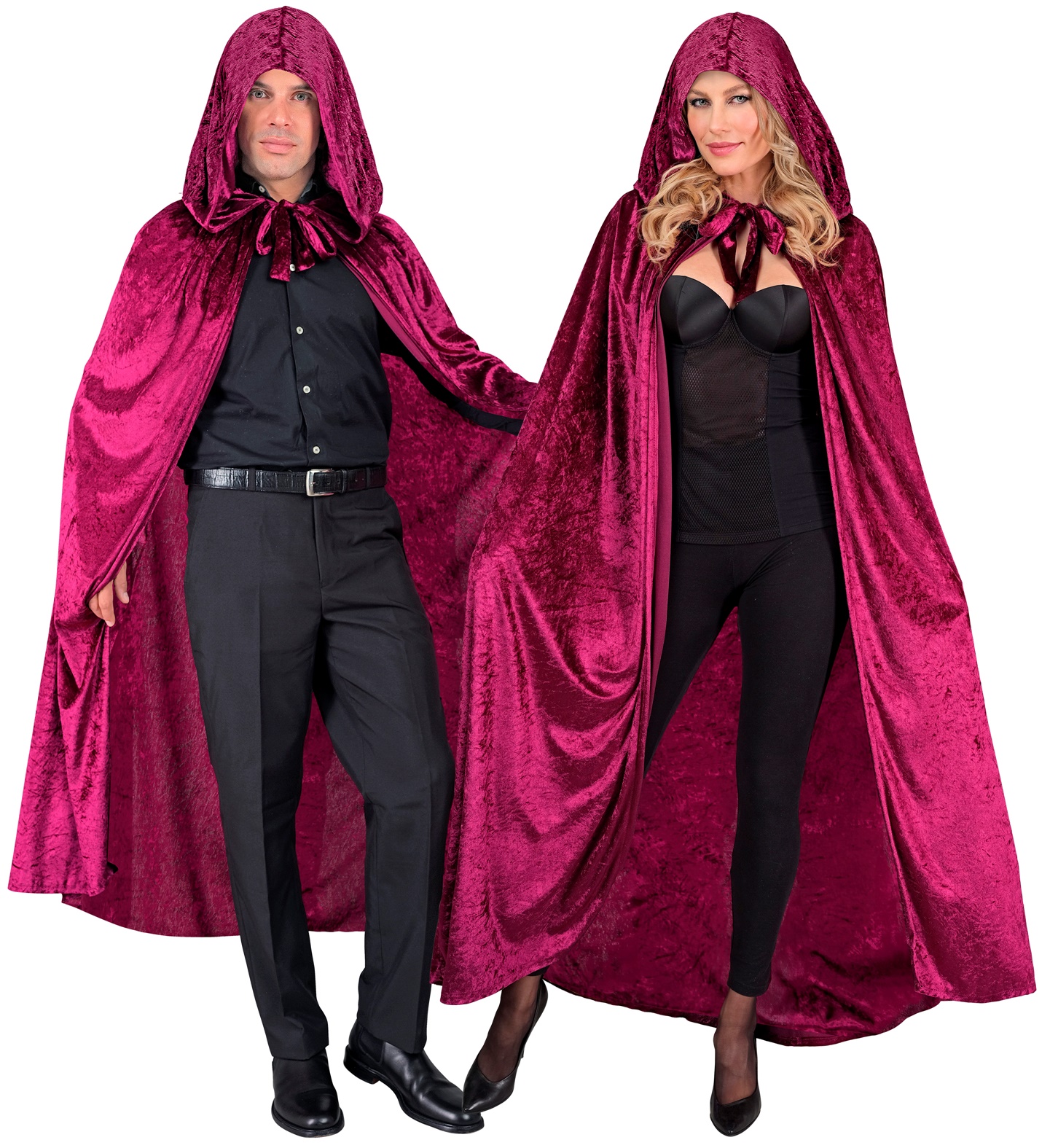 Umhang mit Kapuze bordeaux-rot Velour ca. 140m