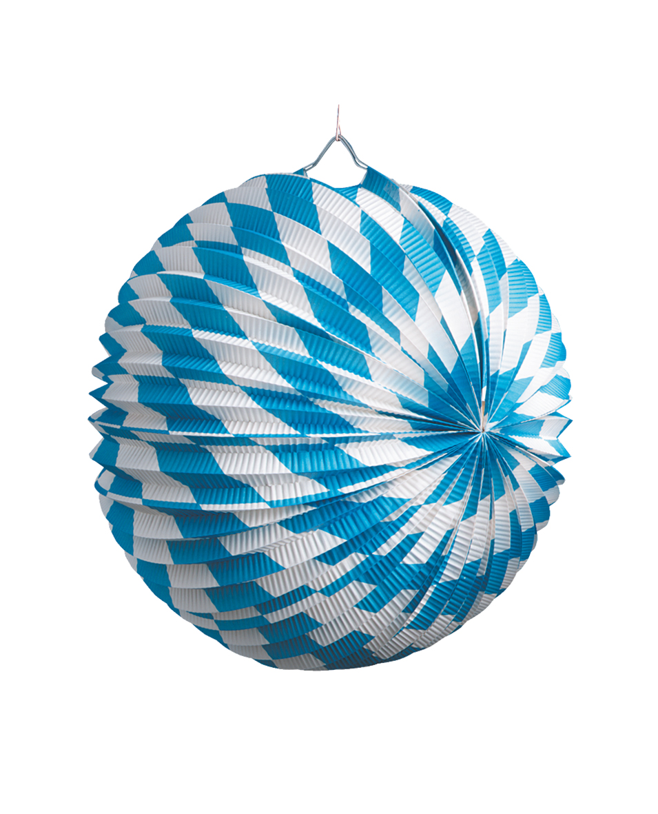 Bayern Lampion D:ca.25cm rund blau-weißes Rautenmuster