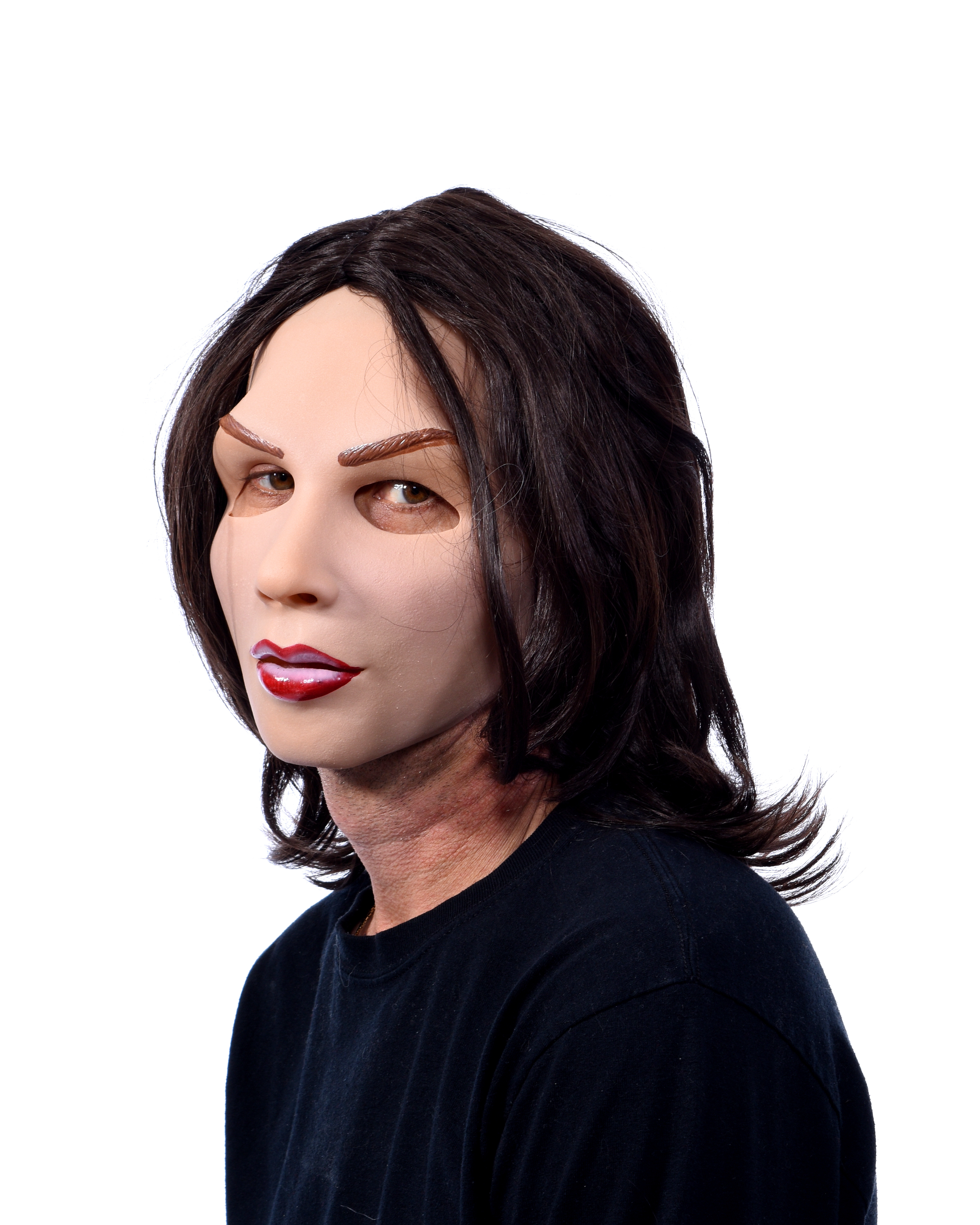 Madam Sylvia Soft Latex Maske mit braunen Haaren