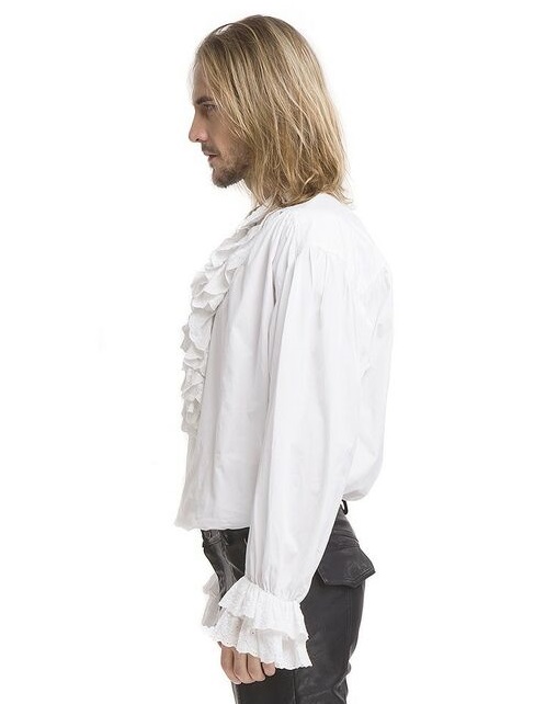 Rüschenhemd weiß XL Gr.56/58   Baumwolle