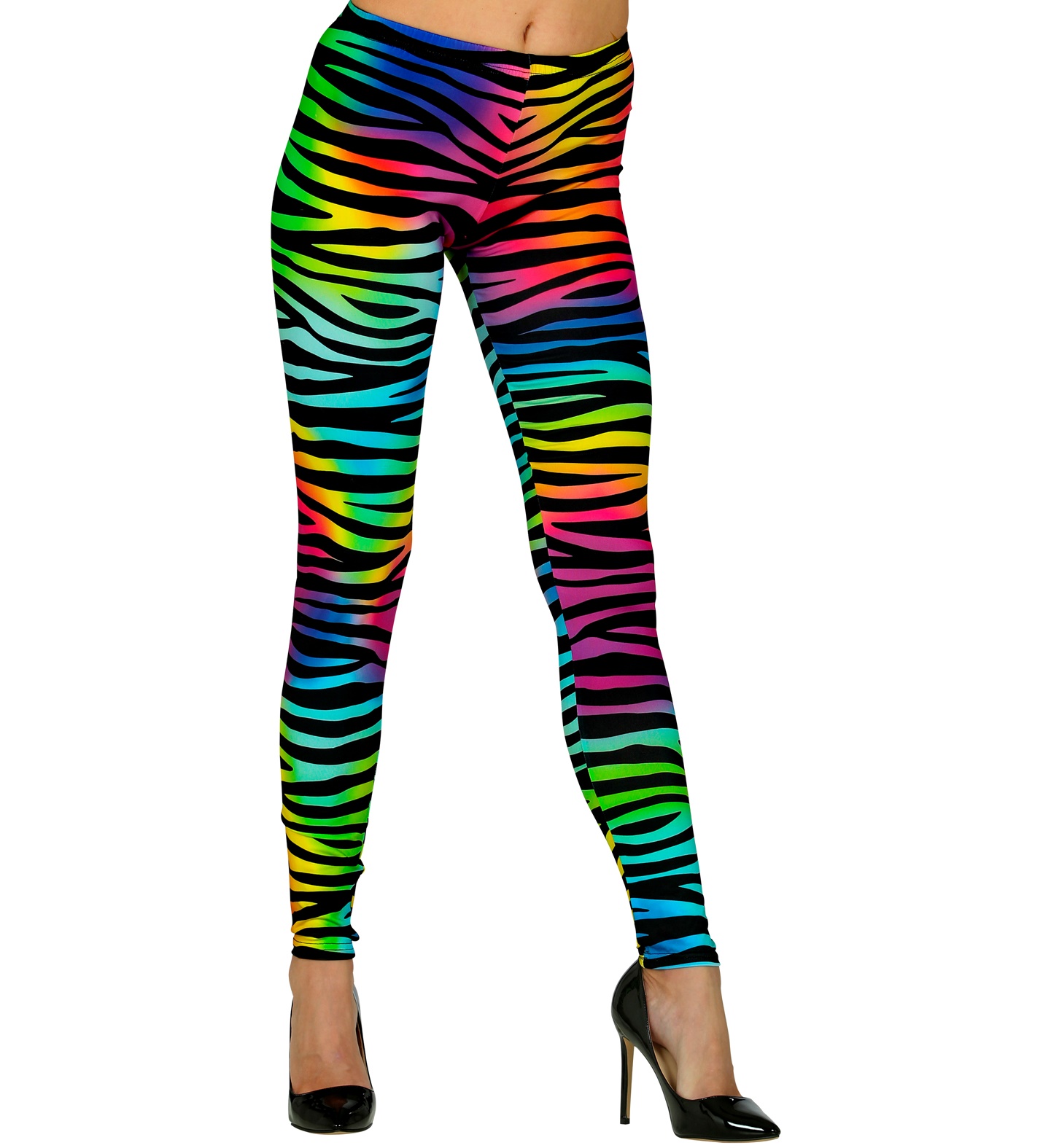 80er Jahre Leggings Tiger-Design - neonfarben S/M