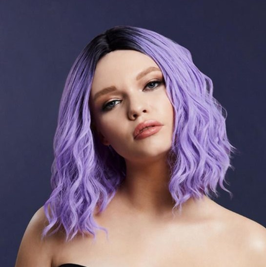 Wavy long  Bob Perücke violett CARA Premium Qualität