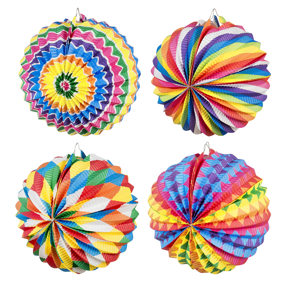4er Set bunte Lampions Durchmeser ca.22cm